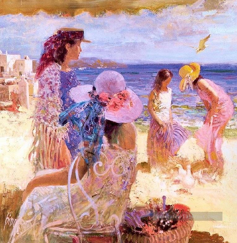 Mesdames sur la plage Pino Daeni Peintures à l'huile